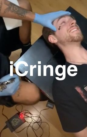 iCringe TikTok logo face tattoo