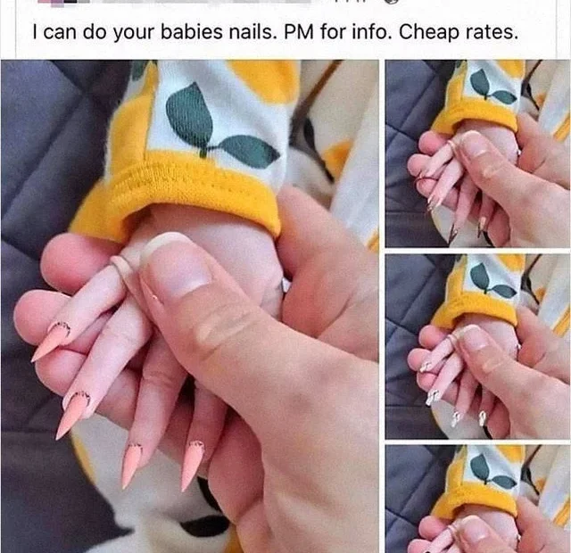 Baby manicures cringe viral meme hate it